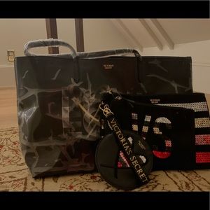 NWT Victoria’s Secret Angel TOTE & MAKEUP BAGS SET